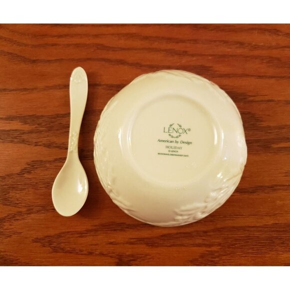Lenox Dip Bowl Spoon Hosting the Holidays Embossed Christmas Vintage New - Picture 5 of 7